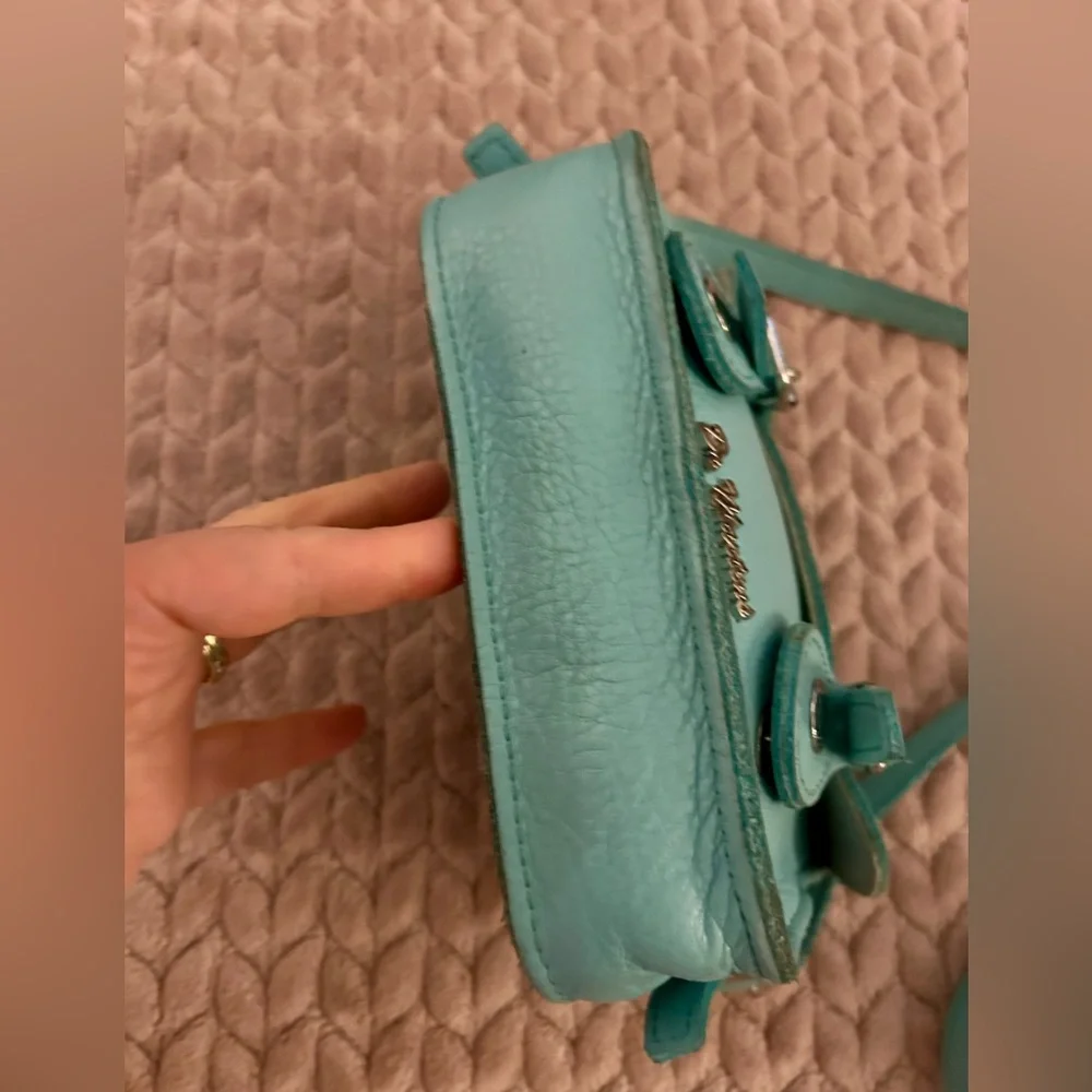 Dr. Martens Teal Green Genuine Leather Crossbody Saddle BAG Satchel - Picture 8 of 14